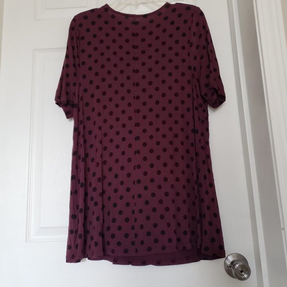 Lane Bryant Top Blouse Polka Dot Soft Comfort Tie Accent Stretchy 14/16 Casual - Picture 2 of 8